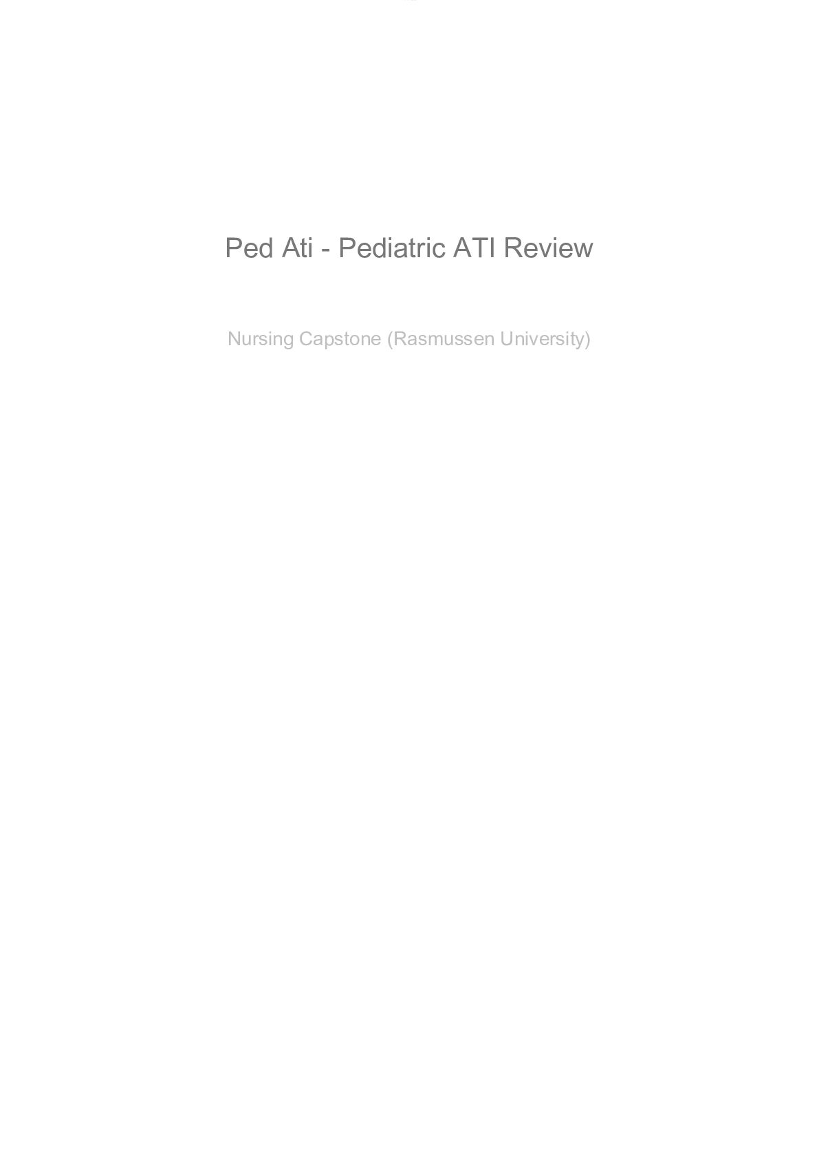 Preview image for NUR 4909 Ped Ati - Pediatric ATI Review